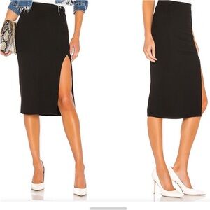 Lovers + Friends Aubrey Midi Skirt with Side Slit Black Pencil Women’s S Revolve